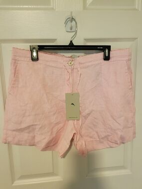Tommy Bahama Light Pink Linen Drawstring Shorts NWT L